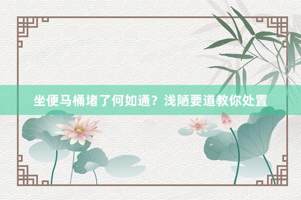 坐便马桶堵了何如通？浅陋要道教你处置